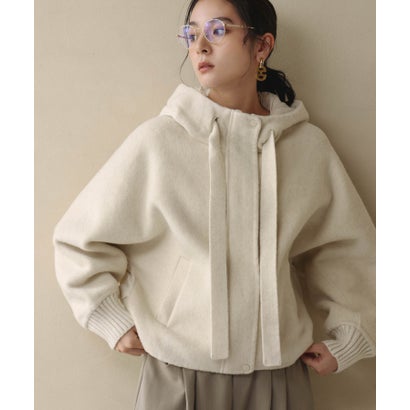 エルフランク ELFRANK 【2026AW】【S～Mサイズ展開】【ダウン90％ / 希少アンゴラ・アルパカ混】立体フード付きブルゾン （アイボリー）｜詳細画像