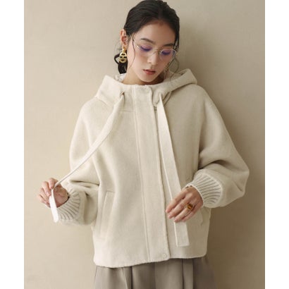 エルフランク ELFRANK 【2026AW】【S～Mサイズ展開】【ダウン90％ / 希少アンゴラ・アルパカ混】立体フード付きブルゾン （アイボリー）｜詳細画像