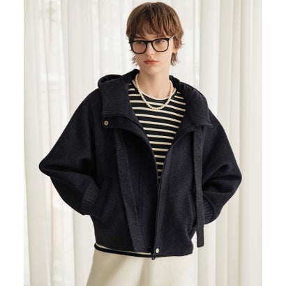 エルフランク ELFRANK 【2026AW】【S～Mサイズ展開】【ダウン90％ / 希少アンゴラ・アルパカ混】立体フード付きブルゾン （ネイビー）｜詳細画像