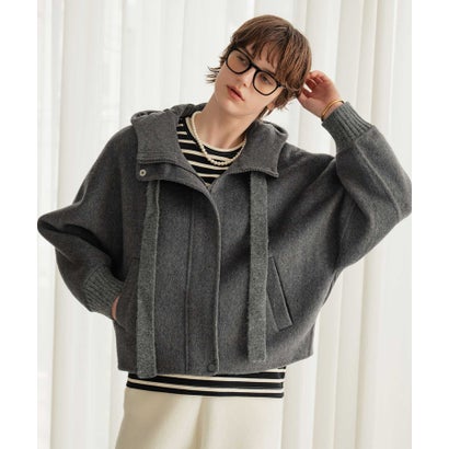 エルフランク ELFRANK 【2026AW】【S～Mサイズ展開】【ダウン90％ / 希少アンゴラ・アルパカ混】立体フード付きブルゾン （グレー）｜詳細画像