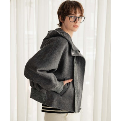 エルフランク ELFRANK 【2026AW】【S～Mサイズ展開】【ダウン90％ / 希少アンゴラ・アルパカ混】立体フード付きブルゾン （グレー）｜詳細画像