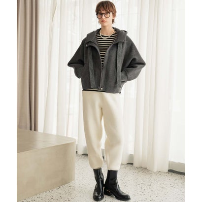 エルフランク ELFRANK 【2026AW】【S～Mサイズ展開】【ダウン90％ / 希少アンゴラ・アルパカ混】立体フード付きブルゾン （グレー）｜詳細画像