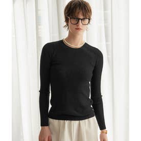 【2026AW】【M～Lサイズ展開】ウール混クルーネック長袖ニットプルオーバー （ブラック）