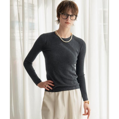 エルフランク ELFRANK 【2026AW】【M～Lサイズ展開】ウール混クルーネック長袖ニットプルオーバー （チャコールグレー）｜詳細画像