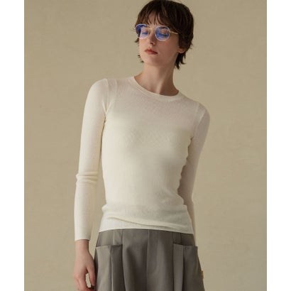 エルフランク ELFRANK 【2026AW】【M～Lサイズ展開】ウール混クルーネック長袖ニットプルオーバー （オフホワイト）｜詳細画像