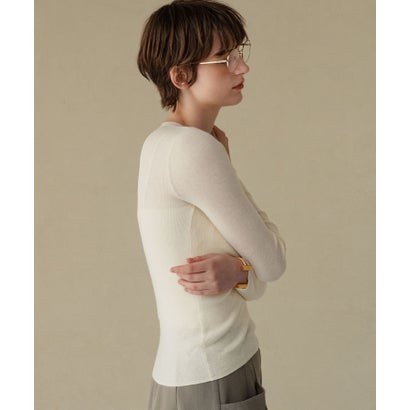 エルフランク ELFRANK 【2026AW】【M～Lサイズ展開】ウール混クルーネック長袖ニットプルオーバー （オフホワイト）｜詳細画像