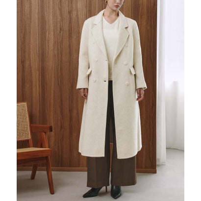 【2026AW】【ウール65％仕立て】ダブルブレストロングチェスターコート （オフホワイト）｜詳細画像