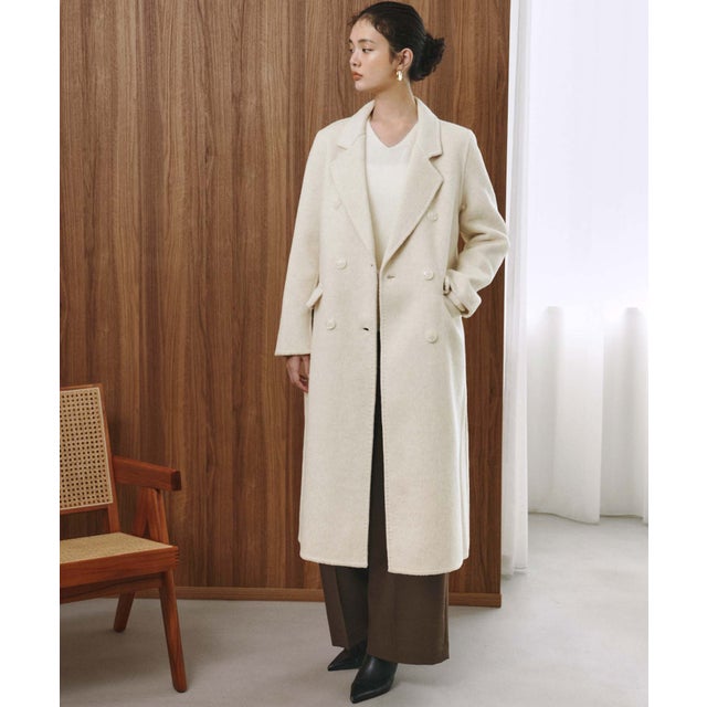 【2026AW】【ウール65％仕立て】ダブルブレストロングチェスターコート （オフホワイト）