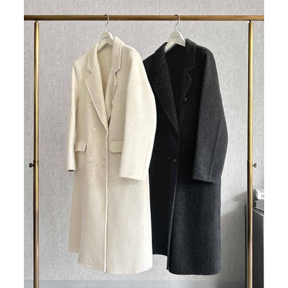 【2026AW】【ウール65％仕立て】ダブルブレストロングチェスターコート （ブラック）｜詳細画像