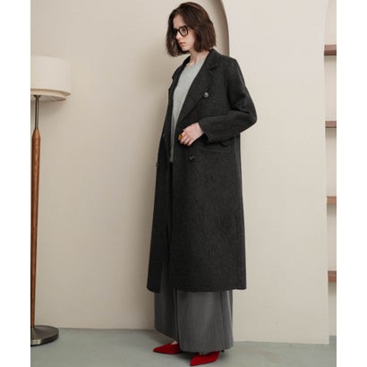 【2026AW】【ウール65％仕立て】ダブルブレストロングチェスターコート （ブラック）｜詳細画像