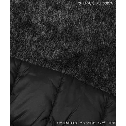【2026AW】【S～Mサイズ展開】【ダウン90％】ウール混異素材ドッキングフード付きショートダウンブルゾン （ブラック）｜詳細画像