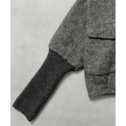 エルフランク ELFRANK 【2026AW】【上質ウール70％ / M・L】ニットドッキングハイネックダブルジップショート丈コート （グレー）｜詳細画像