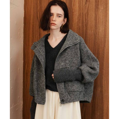エルフランク ELFRANK 【2026AW】【上質ウール70％ / M・L】ニットドッキングハイネックダブルジップショート丈コート （グレー）｜詳細画像