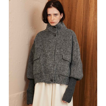 エルフランク ELFRANK 【2026AW】【上質ウール70％ / M・L】ニットドッキングハイネックダブルジップショート丈コート （グレー）｜詳細画像