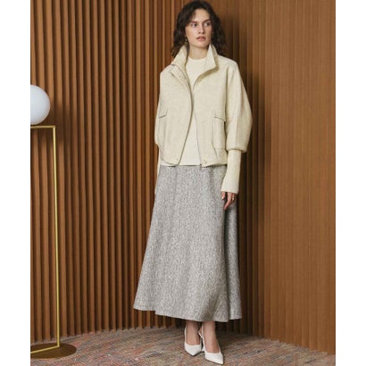 エルフランク ELFRANK 【2026AW】【上質ウール70％ / M・L】ニットドッキングハイネックダブルジップショート丈コート （ライトベージュ）｜詳細画像