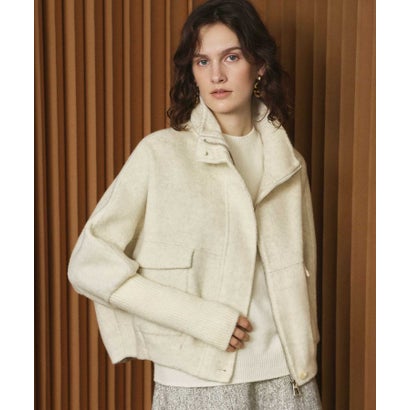 エルフランク ELFRANK 【2026AW】【上質ウール70％ / M・L】ニットドッキングハイネックダブルジップショート丈コート （ライトベージュ）｜詳細画像