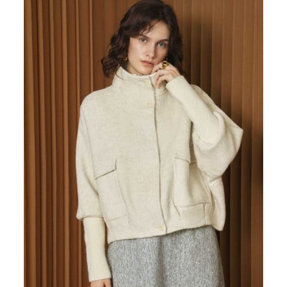 エルフランク ELFRANK 【2026AW】【上質ウール70％ / M・L】ニットドッキングハイネックダブルジップショート丈コート （ライトベージュ）｜詳細画像