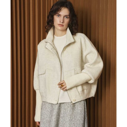 エルフランク ELFRANK 【2026AW】【上質ウール70％ / M・L】ニットドッキングハイネックダブルジップショート丈コート （ライトベージュ）｜詳細画像