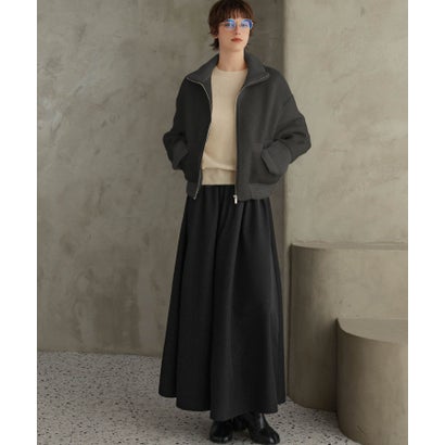 【2026AW】【S～Mサイズ展開】【ダウン90％使用 / 希少アンゴラ混】スタンドカラーショート丈ジップアップブルゾン （チャコールグレー）｜詳細画像