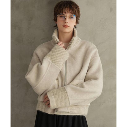 【2026AW】【S～Mサイズ展開】【ダウン90％使用 / 希少アンゴラ混】スタンドカラーショート丈ジップアップブルゾン （アイボリー）｜詳細画像