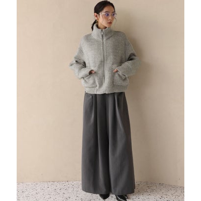 【2026AW】【S～Mサイズ展開】【ダウン90％使用 / 希少アンゴラ混】スタンドカラーショート丈ジップアップブルゾン （ライトグレー）｜詳細画像