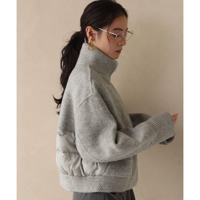 【2026AW】【S～Mサイズ展開】【ダウン90％使用 / 希少アンゴラ混】スタンドカラーショート丈ジップアップブルゾン （ライトグレー）｜詳細画像