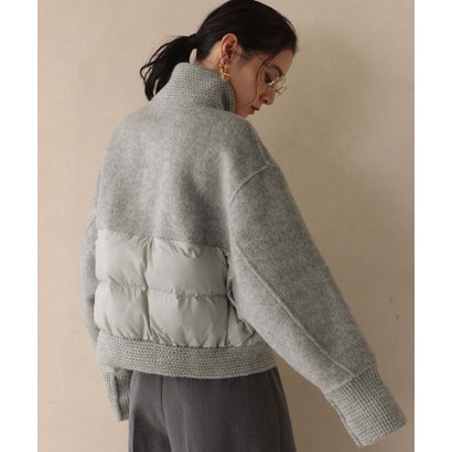 【2026AW】【S～Mサイズ展開】【ダウン90％使用 / 希少アンゴラ混】スタンドカラーショート丈ジップアップブルゾン （ライトグレー）｜詳細画像
