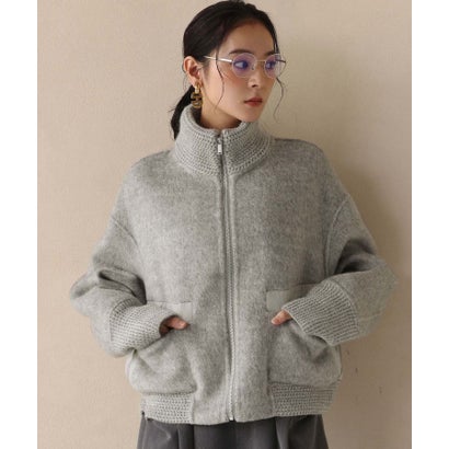 【2026AW】【S～Mサイズ展開】【ダウン90％使用 / 希少アンゴラ混】スタンドカラーショート丈ジップアップブルゾン （ライトグレー）｜詳細画像