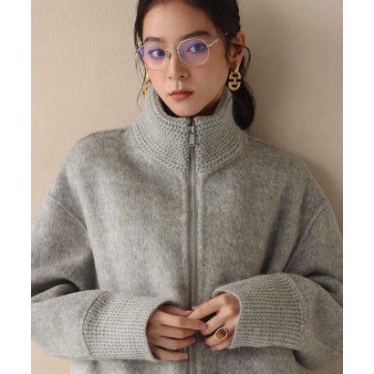 【2026AW】【S～Mサイズ展開】【ダウン90％使用 / 希少アンゴラ混】スタンドカラーショート丈ジップアップブルゾン （ライトグレー）｜詳細画像