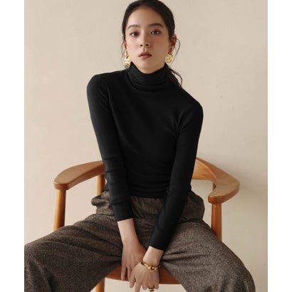 【2026AW】【ウール混 / M・L】ハイネックリブニットプルオーバー （ブラック）｜詳細画像