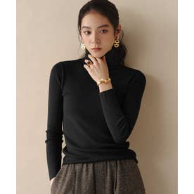 【2026AW】【ウール混 / M・L】ハイネックリブニットプルオーバー （ブラック）