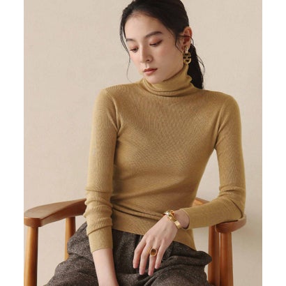 【2026AW】【ウール混 / M・L】ハイネックリブニットプルオーバー （キャメル）｜詳細画像
