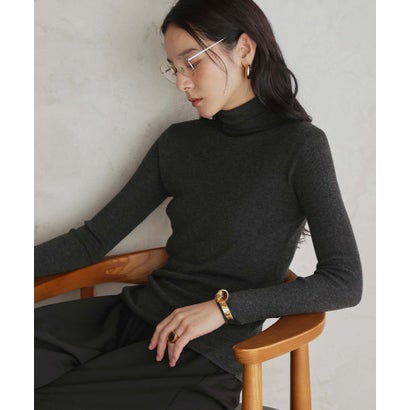 【2026AW】【ウール混 / M・L】ハイネックリブニットプルオーバー （チャコールグレー）｜詳細画像
