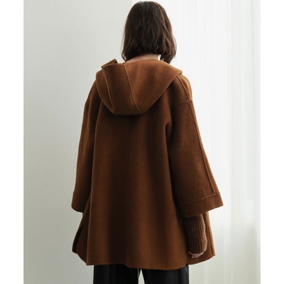 【2026AW】【上質ウール70％】リブニット切り替えショールカラーベルト付きハーフコート ガウンコート （キャメル）｜詳細画像