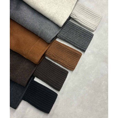 【2026AW】【上質ウール70％】リブニット切り替えショールカラーベルト付きハーフコート ガウンコート （キャメル）｜詳細画像
