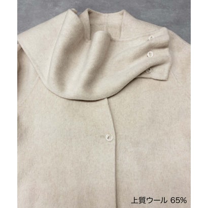 【2026AW】【S～Mサイズ展開】【ウール65％仕立て / 2WAY】マフラー付き ノーカラージャケットコート / 外してジャケット見え・防寒 （ブラック）｜詳細画像