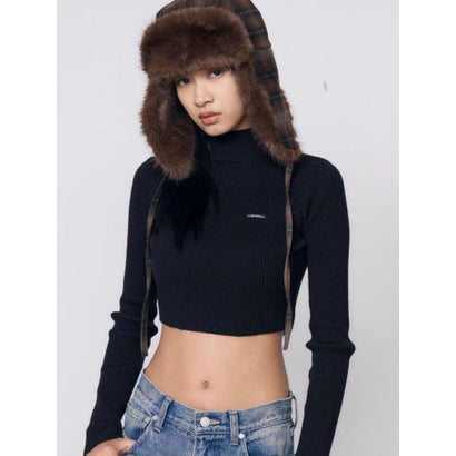 ハイネッククロップニット （アイボリー）｜詳細画像