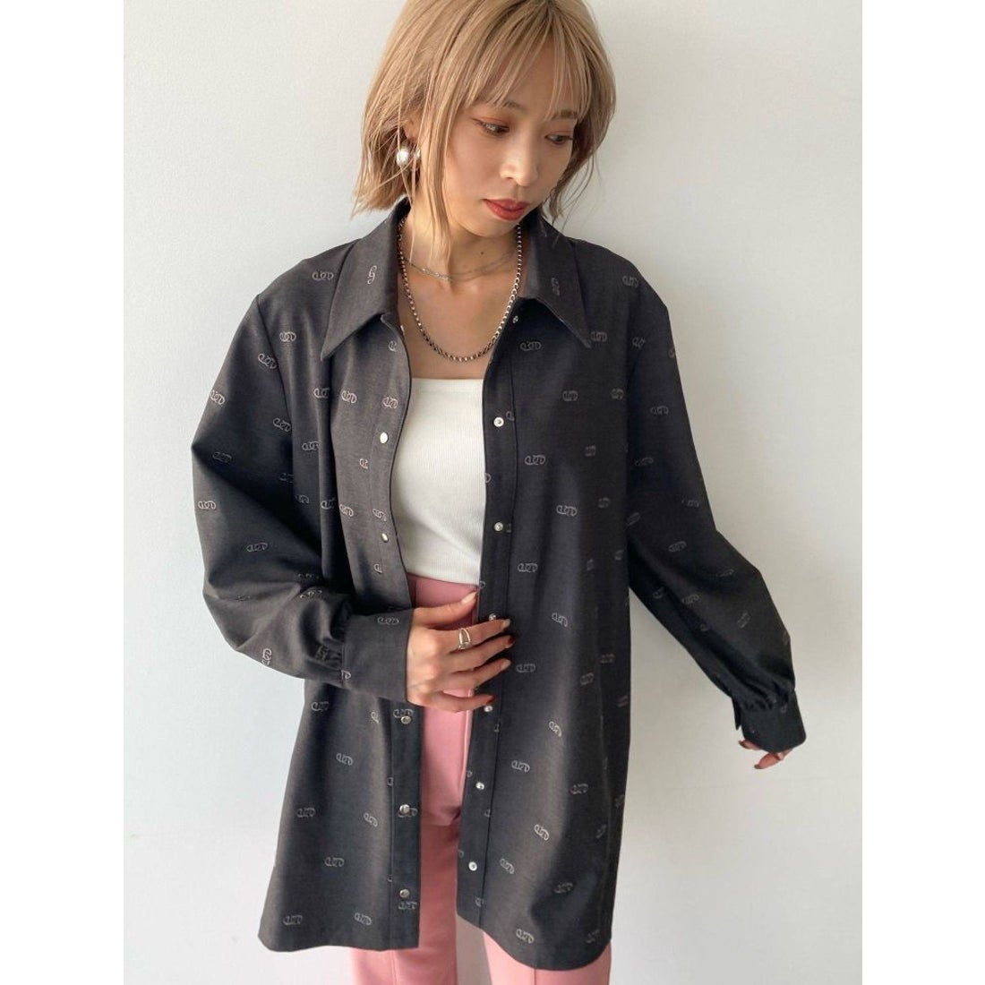EMODA 2WAYベルトシャツワンピース（ブルー） -靴＆ファッション通販 