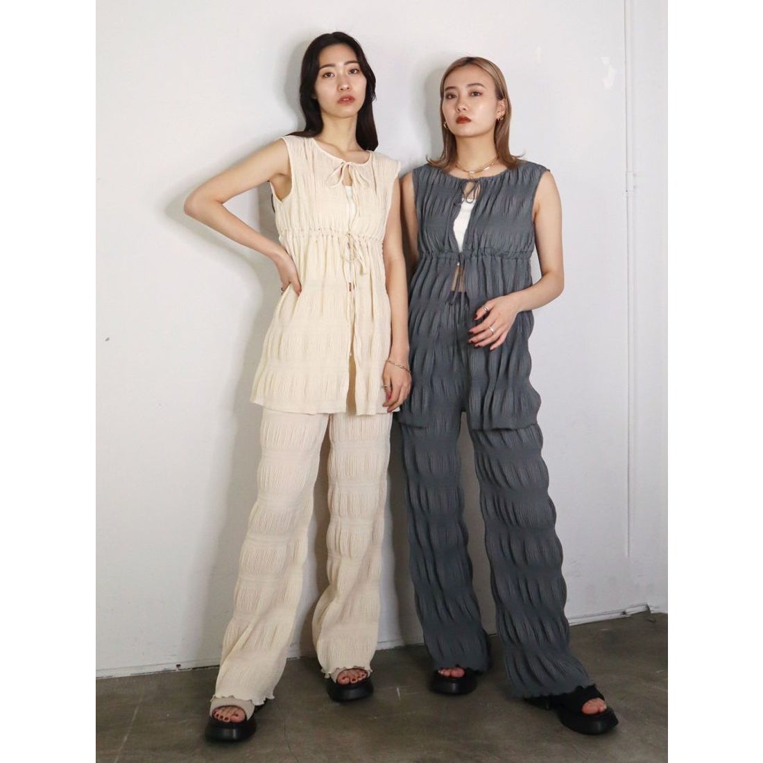 EMODA シャーリングロングトップ（グレー） -ファッション通販 FASHION 