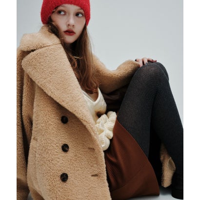 EM W/BTN Aライン F/FUR CT （BEIGE）｜詳細画像