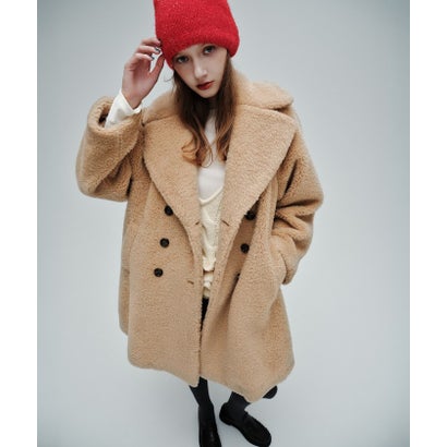 EM W/BTN Aライン F/FUR CT （BEIGE）｜詳細画像