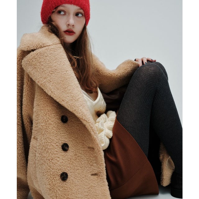 EM W/BTN Aライン F/FUR CT （BEIGE）