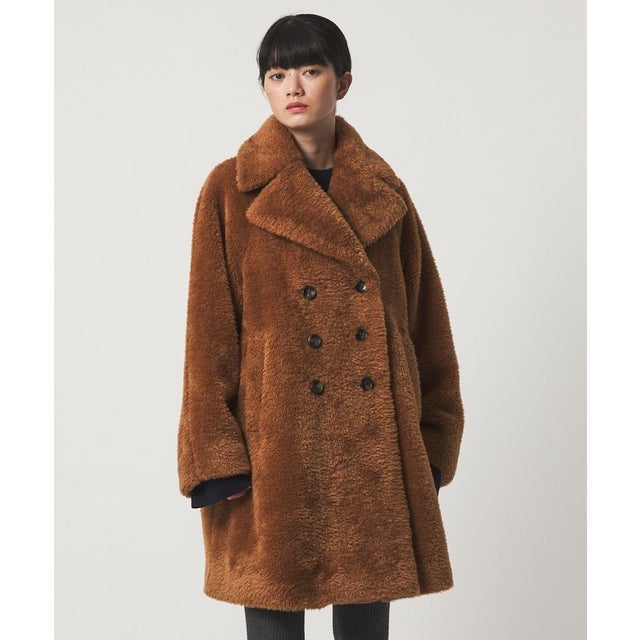 EM W/BTN Aライン F/FUR CT （MD.BROWN）