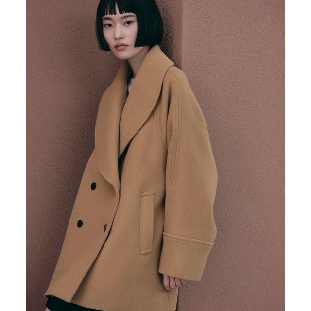 EM ショールカラー W/BTN CT （BEIGE）