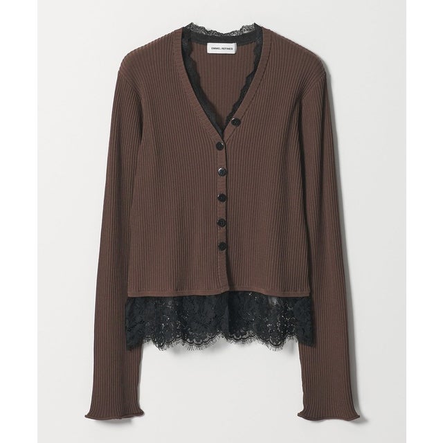 EM LACE RIB V CD （DK.BROWN）