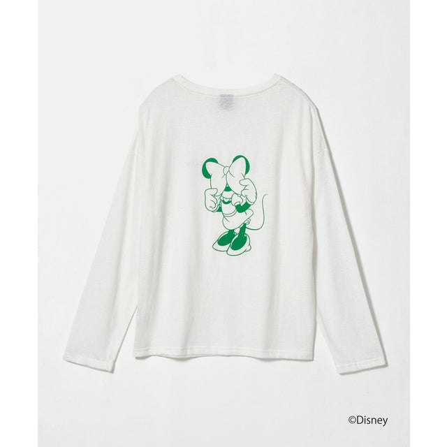 【別注】＜URBAMENT×EMMEL REFINES＞ Hiding FACE ミニーマウス /ロングスリーブT （WHITE）