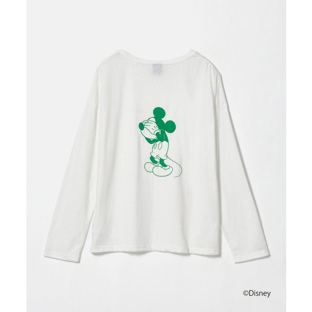 【別注】＜URBAMENT×EMMEL REFINES＞ Hiding FACE ミッキーマウス /ロングスリーブT （WHITE）