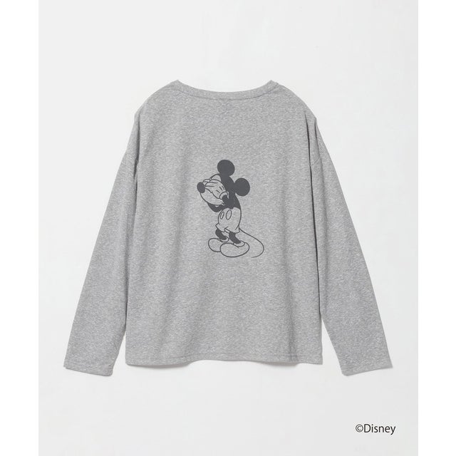 【別注】＜URBAMENT×EMMEL REFINES＞ Hiding FACE ミッキーマウス /ロングスリーブT （LT.GRAY）