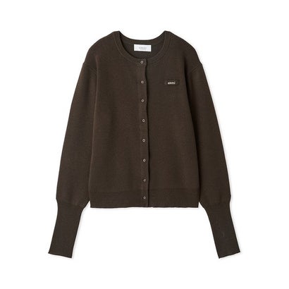 【ONLINE限定カラーあり】emmiロゴクルーネックニットカーディガン （NVY）｜詳細画像