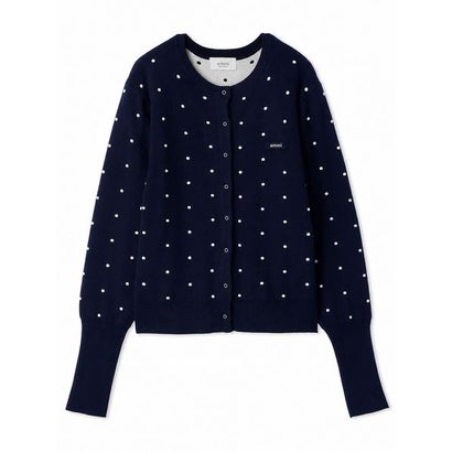 【ONLINE限定カラーあり】emmiロゴクルーネックニットカーディガン （NVY）｜詳細画像
